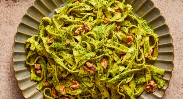 Fettuccine with Miso and Kale Pesto