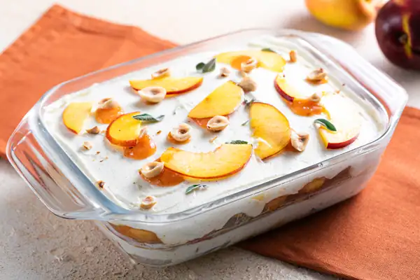 Egg-free peach tiramisu