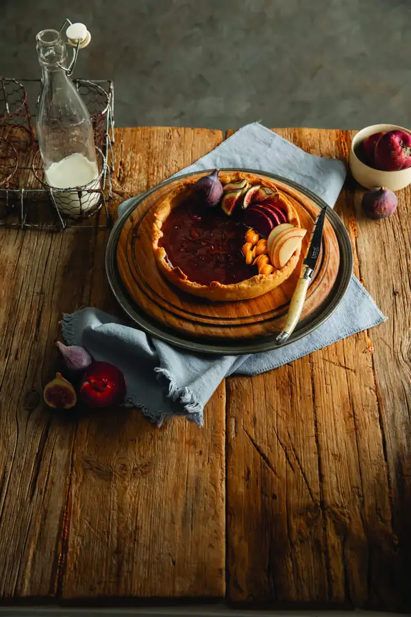 Tarta de crème brûlée de frutas