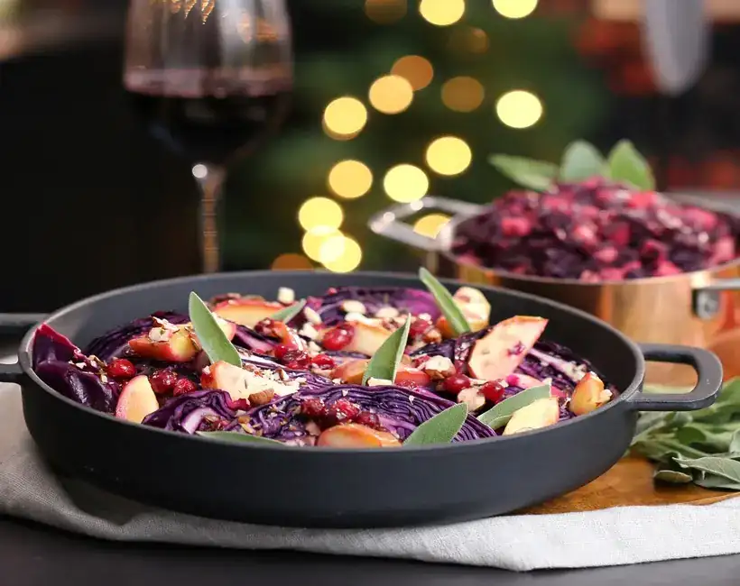 Red cabbage wedges with sage and hazelnut