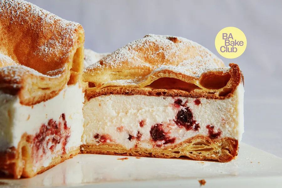 Plum Karpatka (Polish Cream Puff Cake)