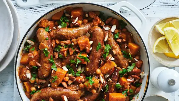 Adam Liaw’s lamb sausage tagine