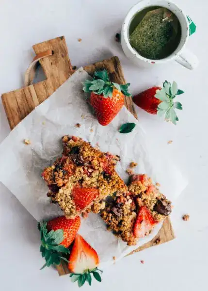 Barritas de avena saludables con fresas