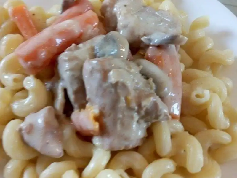 Pork stir-fry, blanquette style