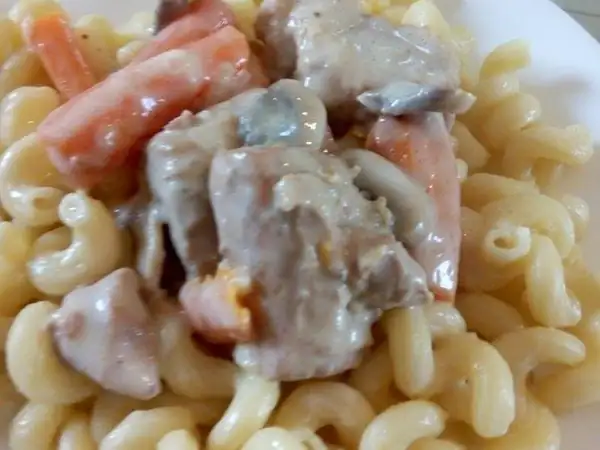 Pork stir-fry, blanquette style