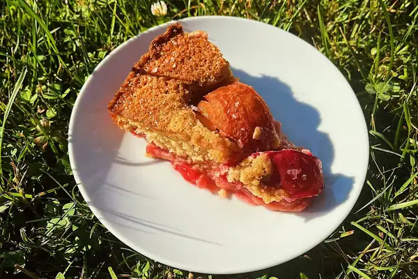 Pastel de ciruelas con masa madre de descarte